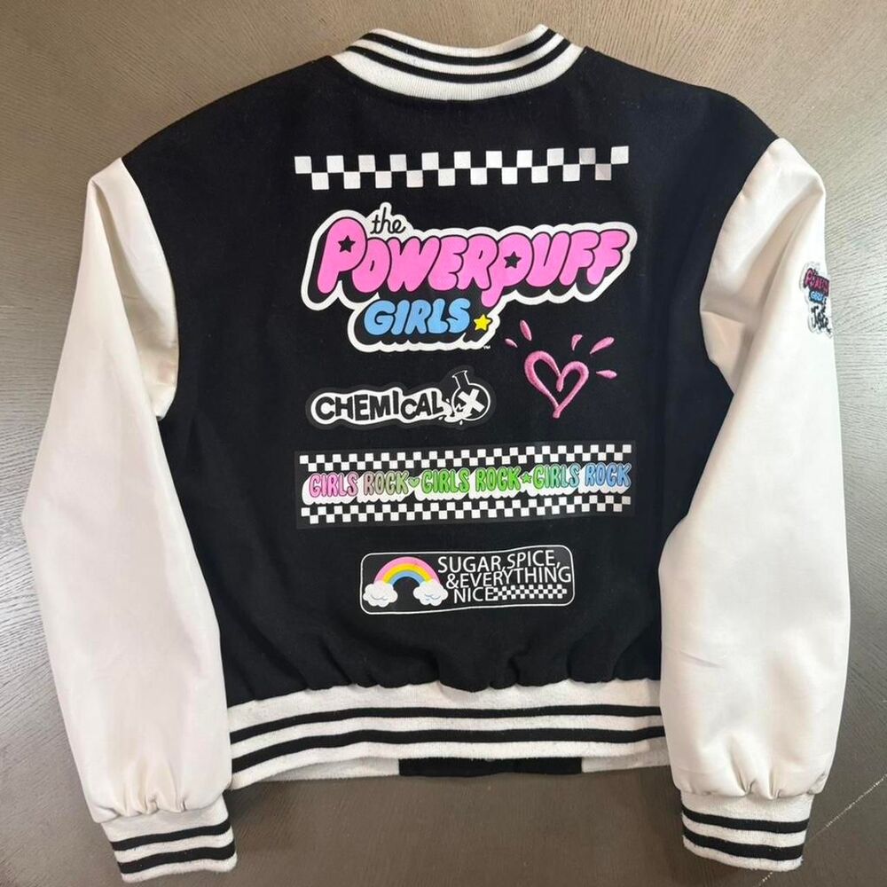 Powerpuff Girls Varsity Jacket Cropped Fits Womens XS Girls 10 Cartoon Network